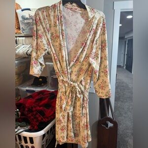 Floral Print Women's Robe - One size